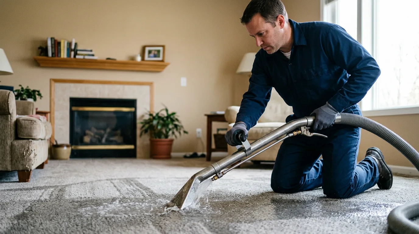 Water damage restoration technician working near Melrose, IA
